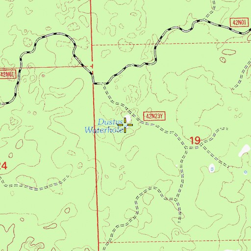 Topographic Map of Dustys Waterhole, CA