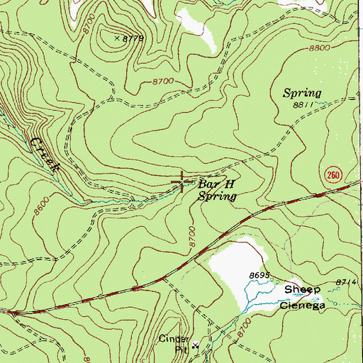 Topographic Map of Bar H Spring, AZ