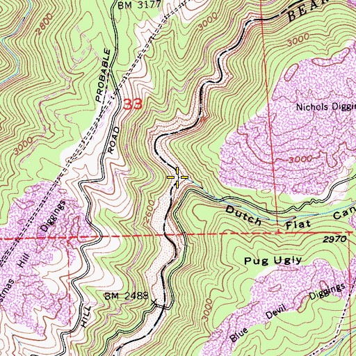 Topographic Map of Dutch Flat Canyon, CA