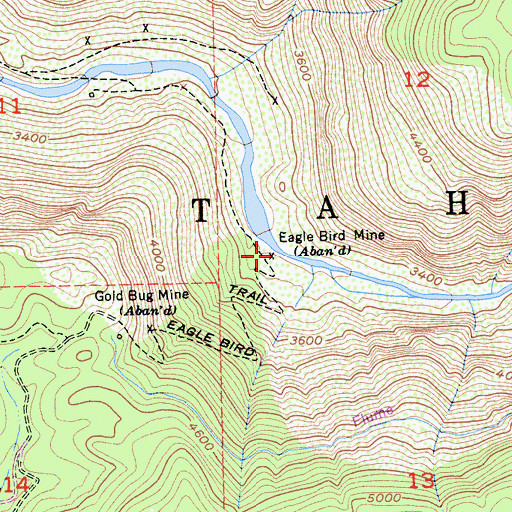 Topographic Map of Eagle Bird Mine, CA
