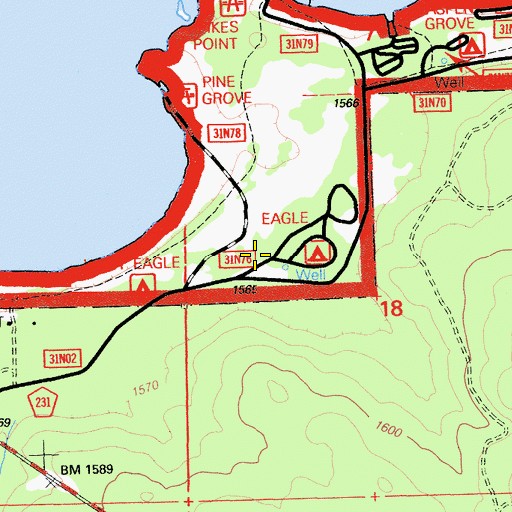 Topographic Map of Eagle Campground, CA