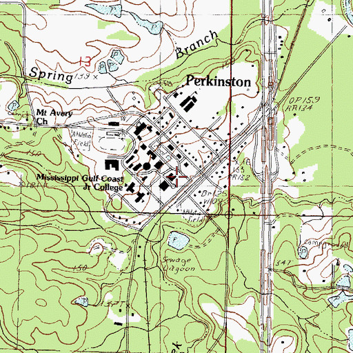 Topographic Map of Mississippi Gulf Coast Community College Perkinston Campus Hinton Hall Annex, MS