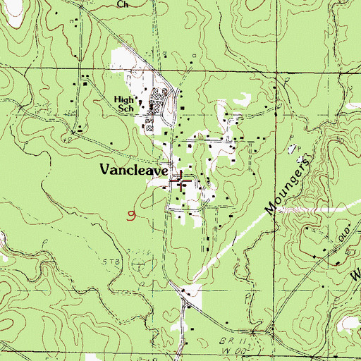 Topographic Map of Vancleave United Methodist Church, MS