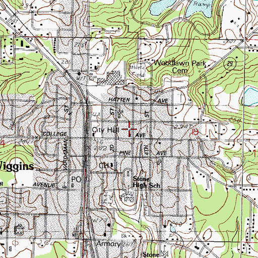 Topographic Map of Wiggin's Presbyterian Church, MS
