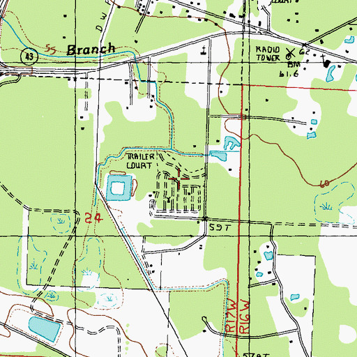 Topographic Map of Sun Roamers Recreational Vehicle Resort, MS