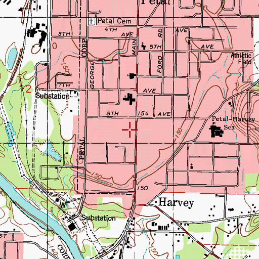 Topographic Map of The Petal Library, MS