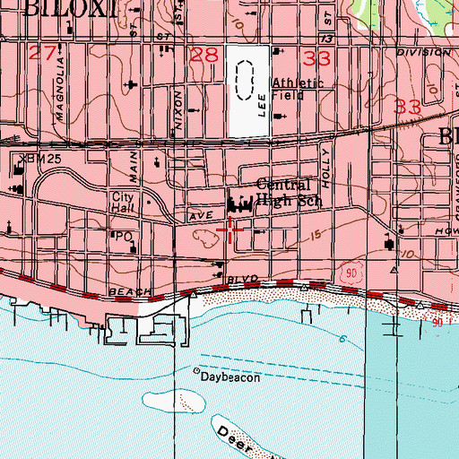 Topographic Map of Biloxi Community Center, MS