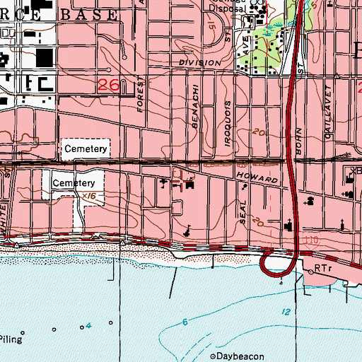 Topographic Map of Biloxi Municipal Courthouse, MS