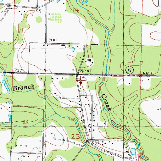 Topographic Map of Flattop Unity Baptist Church, MS