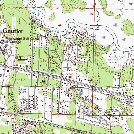 Topographic Map of Anchor Trailer Park, MS