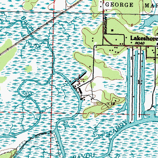 Topographic Map of Bordage Fishing Camp, MS