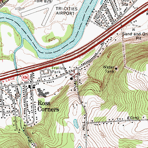 Topographic Map of Ross Corners Baptist Church, NY