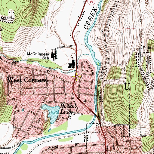 Topographic Map of West Corners Baptist Church, NY