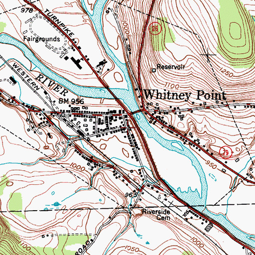Topographic Map of Whitney Point United Methodist Church, NY