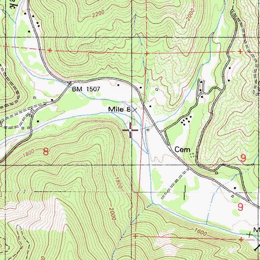 Topographic Map of East Fork Indian Creek, CA