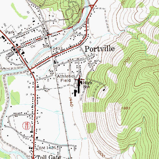 Topographic Map of Portville Junior - Senior High School, NY