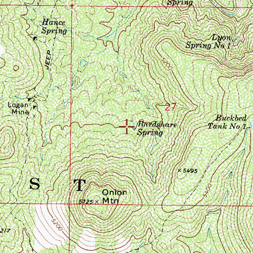 Topographic Map of Bardshare Spring, AZ