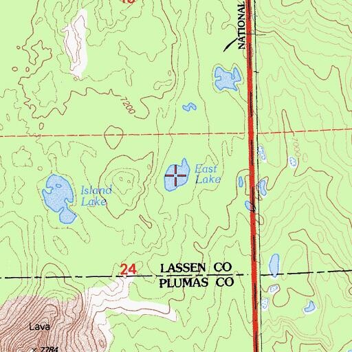 Topographic Map of East Lake, CA