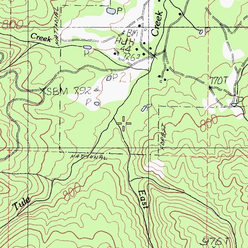 Topographic Map of East Tule Creek, CA