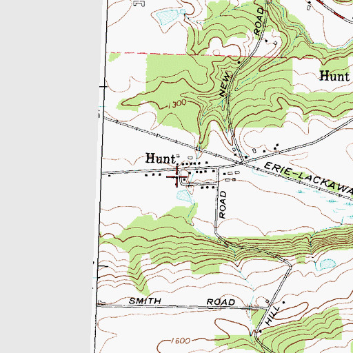 Topographic Map of Hunt Baptist Church, NY