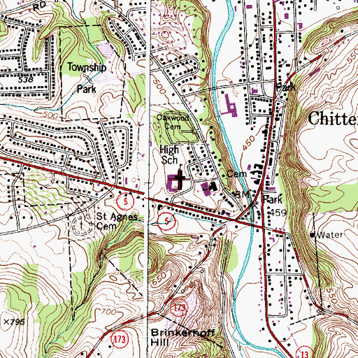 Topographic Map of Chittenango High School, NY