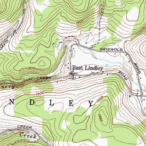 Topographic Map of East Lindley Baptist Church, NY