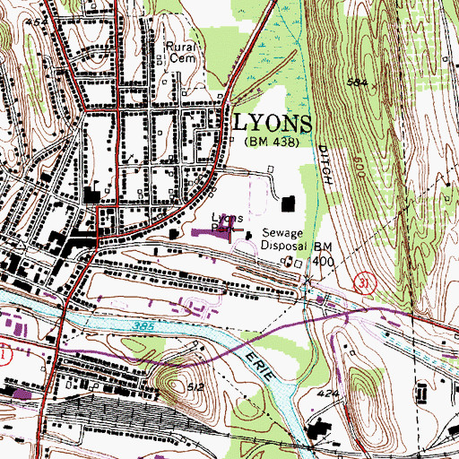 Topographic Map of Lyons Senior High School, NY