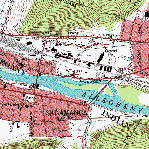 Topographic Map of Salamanca Public Library, NY