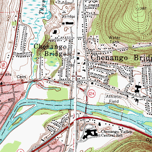 Topographic Map of Chenango Bridge Post Office, NY
