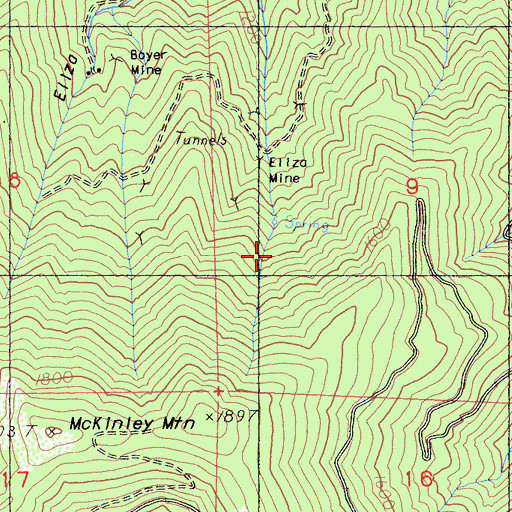 Topographic Map of Eliza Mine, CA