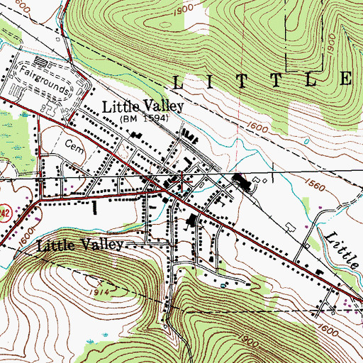 Topographic Map of Little Valley Post Office, NY