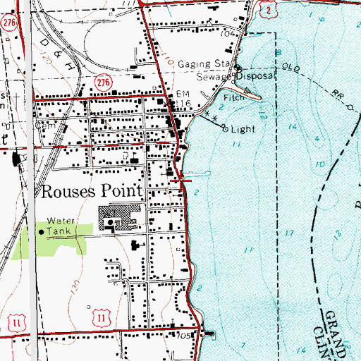 Topographic Map of Rouses Point Dodge Memorial Library, NY