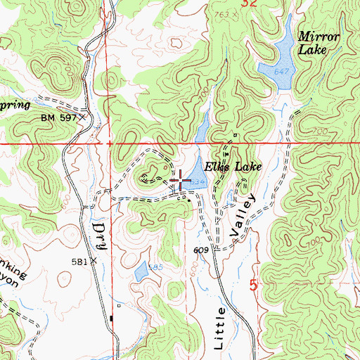 Topographic Map of Elks Lake, CA