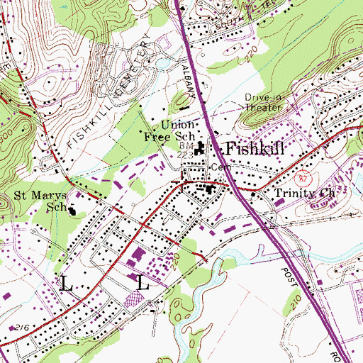 Topographic Map of Village of Fishkill Village Hall, NY