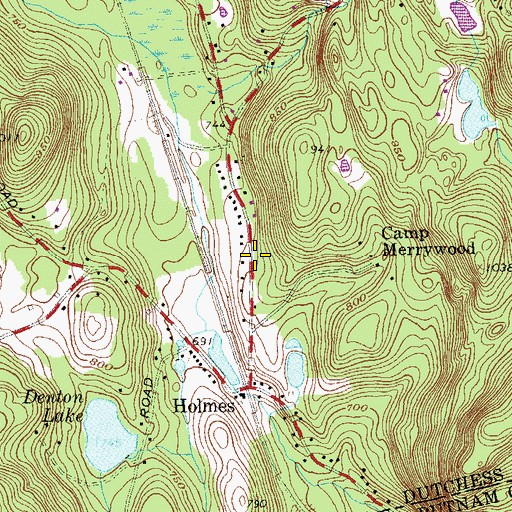 Topographic Map of Holmes Post Office, NY
