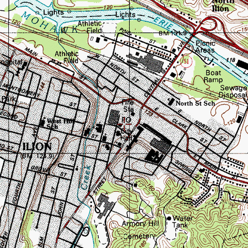 Topographic Map of Ilion Post Office, NY