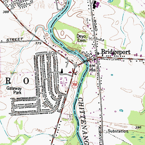 Topographic Map of Bridgeport Post Office, NY
