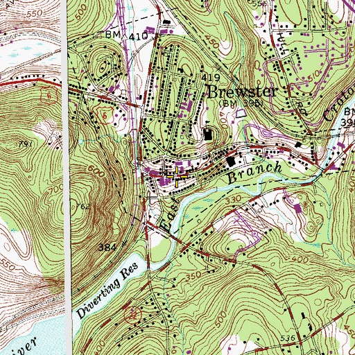 Topographic Map of Brewster Public Library, NY