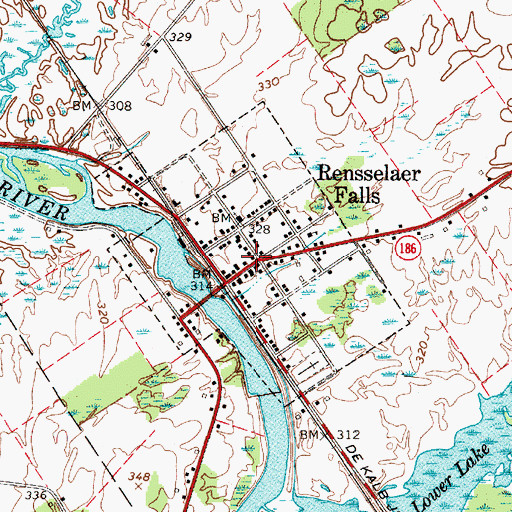 Topographic Map of Canton Free Library Rensselaer Falls Branch, NY