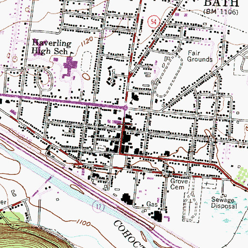 Topographic Map of Bath Post Office, NY