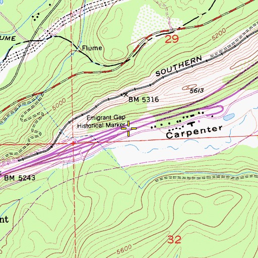 Topographic Map of Emigrant Gap Historical Marker, CA
