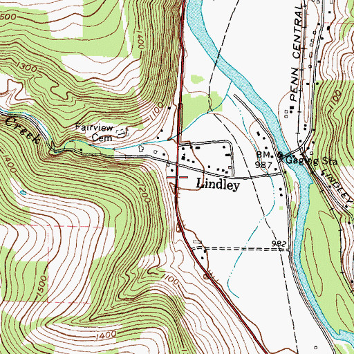 Topographic Map of Lindley Post Office, NY