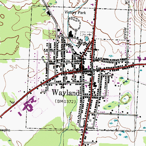 Topographic Map of Wayland Free Library, NY