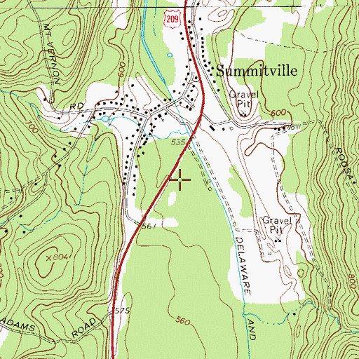 Topographic Map of Summitville Post Office, NY