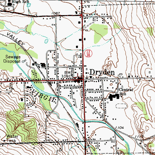 Topographic Map of Dryden Library, NY