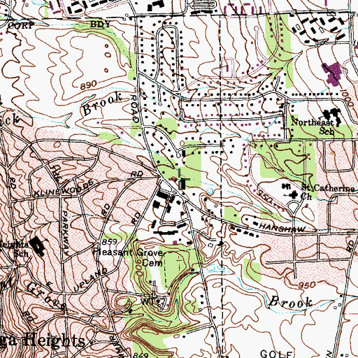 Topographic Map of Cayuga Heights Village Hall, NY