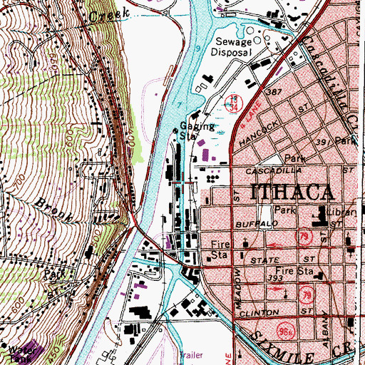 Topographic Map of Ithaca Boating Center, NY