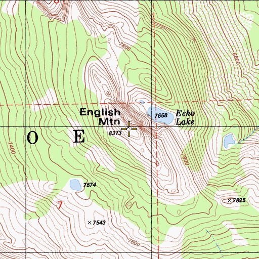 Topographic Map of English Mountain, CA