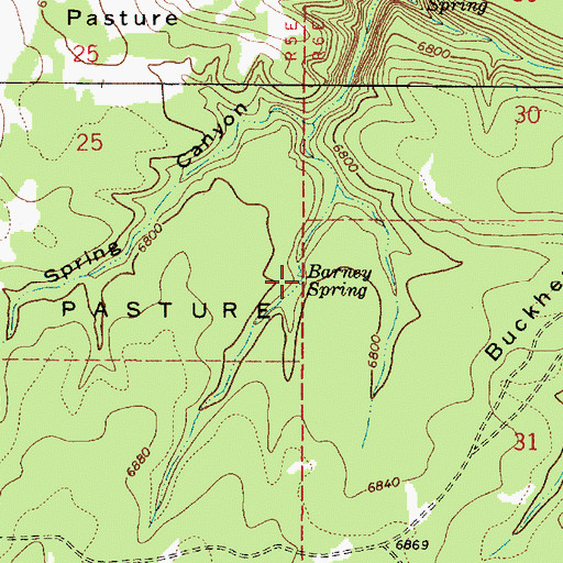 Topographic Map of Barney Spring, AZ