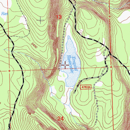 Topographic Map of Enquist Reservoir, CA